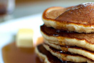 Fluffy Coconut Flour Pancakes Drizzled with Maple Syrup