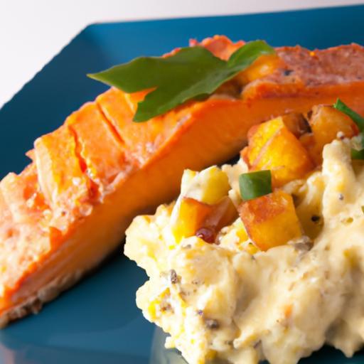 Savory Grilled Salmon Meets Creamy Sweet Potato Mash Delight