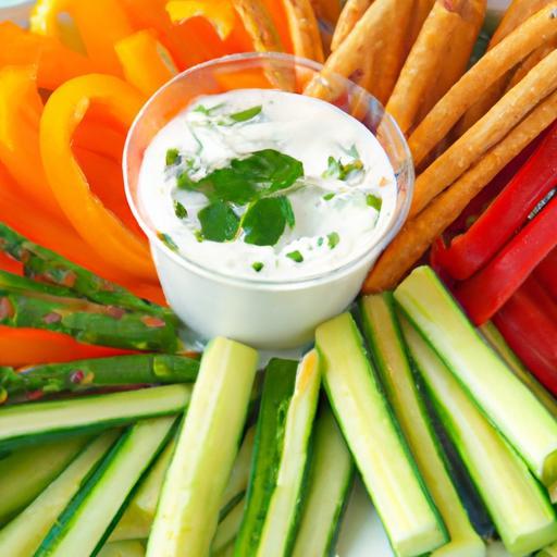 Crunchy Veggie Sticks Paired with Creamy Greek Yogurt Dip