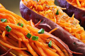 Tangy Twist: Sauerkraut-Stuffed Sweet Potato Boats Delight