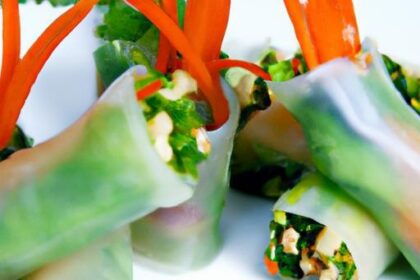 Crisp Vegetable Spring Rolls Paired with Creamy Peanut Sauce