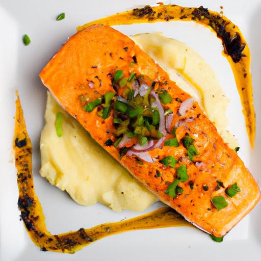 savory Grilled Salmon Meets Creamy Sweet Potato Mash Delight