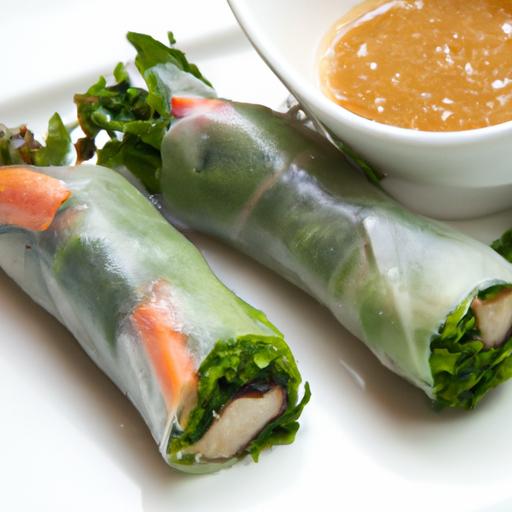 Crisp Vegetable Spring Rolls Paired with creamy Peanut Sauce