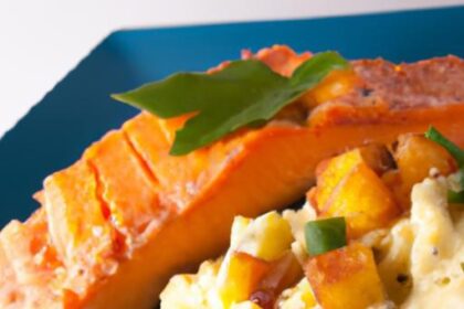 Savory Grilled Salmon Meets Creamy Sweet Potato Mash Delight