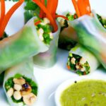 Crisp Vegetable Spring Rolls Paired with Creamy Peanut Sauce