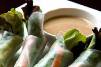 Crisp Veggie Spring Rolls Paired with Creamy Peanut Sauce