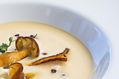 Velvety Chanterelle Soup Infused with Truffle Oil Elegance