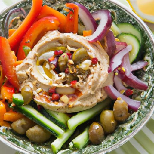 Wholesome Mediterranean Farro Salad with Creamy Hummus Delight