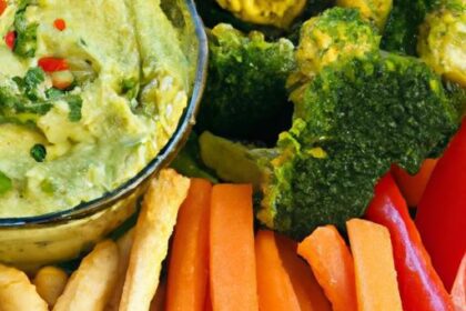 Dip into Health: Vibrant Guacamole with Fresh Veggie Sticks