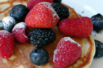 Fluffy Almond Flour Pancakes With Fresh, Juicy Berries