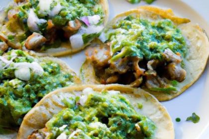 Savoring Chicharrón Tacos in Vibrant Salsa Verde Delight