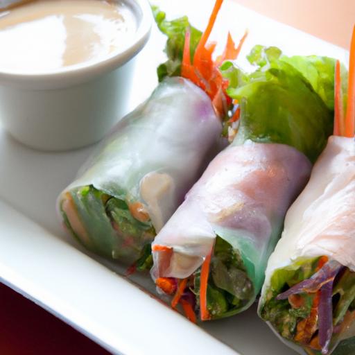Crisp Vegetarian Spring Rolls Paired with Zesty Peanut Sauce