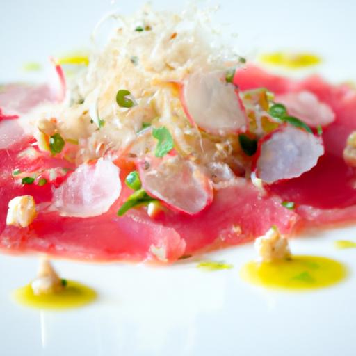 Savor Elegance: Tuna Carpaccio drizzled with white Truffle Oil